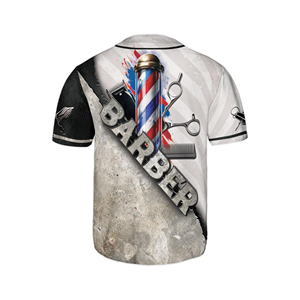 New arrival barber workwear Custom logo sublimation Washable smock Barber T shirt Baseball jersey style - Product Image 2
