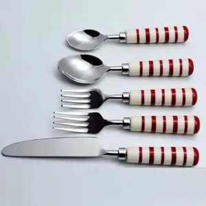 Stainless Steel & Resin <b>Silver</b> Plated Mirror Polish Eco-Friendly Long Handle Wedding Cutlery <b>Set</b> - Product Image 5