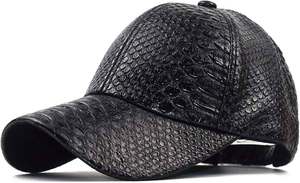 Gorra de Béisbol Unisex de Cuero con 6 Paneles, Estampado de Pitón en Relieve, Gorro de Moda Casual para Adultos, Estilo para las Cuatro Estaciones - Product Image 2