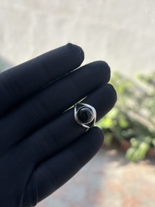<b>Solid</b> 925 Sterling <b>Silver</b> Pave Setting Handmade Vintage Classic Women Wedding Best Selling Natural Black Obsidian Cabochon Ring - Product Image 4