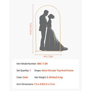 Stable 7.2 X 4 ft Gold Metal Arch <b>Backdrop</b> <b>Stand</b> for <b>Wedding</b> & Birthday Easy Assembly & Quick Setup - Product Image 6