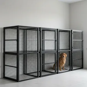 Cage de rangement en treillis métallique en acier thermolaqué, clôture de sécurité métallique, cloison de séparation pour chenil - Product Image 2