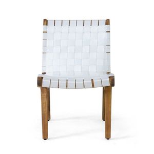 Set da conversazione da esterno in legno di acacia e corda intrecciata, 3 pezzi, colore bianco e teak - Product Image 5