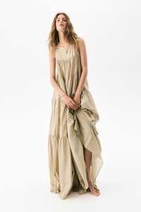 Women Solid Sweet Natural Eco-Friendly Cotton Breathable <b>Maxi</b> Dress Sleeveless Tiered A-Line Regular Fit Boho All Seasons Flowy - Product Image 3