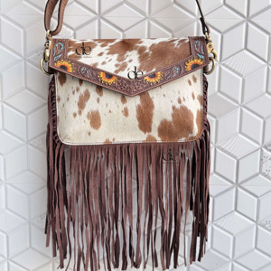2026 New Arrival Real Cowhide Leather Fringe Bag Hand Tooled Leather Cross Body Sling Bag Gypsy Boho Handmade Multi Uses Bags - Product Image 1