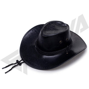 New Arrival Leather Material Western <b>Hat</b> Unisex <b>Flat</b> Top Cowboy Jazz <b>Cap</b> Fashionable Gift Idea - Product Image 4