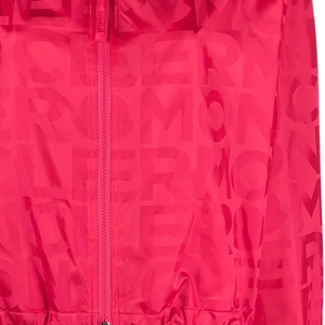 Vernant Fuchsia Pink Coated Logo Print Stand Zipper Hooded Windbreaker Jacket Unisex Luxury Transitional Streetwear Outerwear - Product Image 3