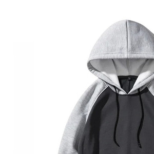 Sudadera con capucha para hombre, gris oscuro, oversize, ecológica, con bloques de color, manga raglán, cierre de cremallera, bolsillo canguro y cordón ajustable, estilo casual - Product Image 2