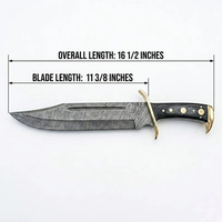 Couteau Bowie en acier Damas fait main, manche en bois, bord biseauté, pointe tombante, couteau de chasse avec étui en cuir