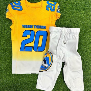 Vêtements de sport personnalisables, imprimés par transfert thermique, 100% polyester, séchage rapide, manches courtes, uniforme de football américain pour hommes, faible MOQ - Product Image 5