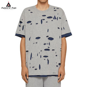 T-shirts imprimés déchirés de haute qualité fabriqués au Pakistan, coupe ample, prix de gros, 100% coton, pour hommes - Product Image 2