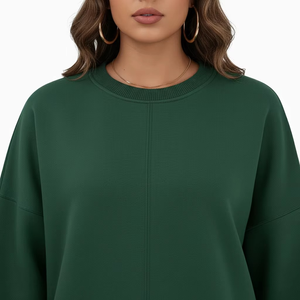 Custom Green Side Slit Jumper Basic Drop Shoulder <b>Top</b> Minimalist Heavy 250 GSM Cotton Private label Solid Color Women's Hoodies - Product Image 3