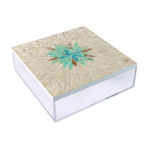 Boîte à chocolats de luxe en acrylique Ramadan 2026 avec couvercle incrusté de nacre en forme de coquillage, boîte à dattes Mubarak, vente en gros - Product Image 1