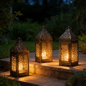 Moroccan <b>Lantern</b> Purple Glass Elegant <b>Brass</b> Hanging Lamp Antique Decorative Light for Home and Garden Ambiance - Product Image 2