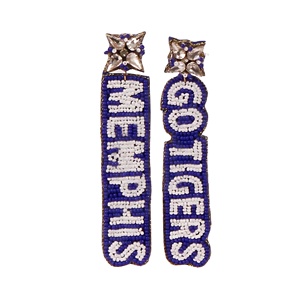 Pirate Nation perlé à la main or violet collégial boucles d'oreilles bijoux de mode pour Game Day College Fans esprit d'équipe esprit - Product Image 3
