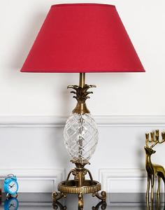 Crystal Pineapple Table Lamp with Red Fabric Empire Shade Traditional Decorative <b>Lighting</b> for Living Room E27 LED AC 220V - Product Image 1