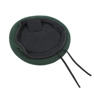 Unisex 100% Wool Beret <b>Hat</b> in Dark Green with Black <b>Band</b> for Casual Wear Spring Autumn Adult Size 56-58CM - Product Image 6