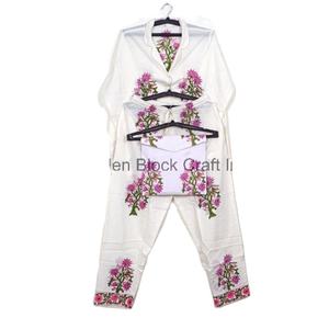 Nuevo diseño de la mejor calidad, ropa de dormir con estampado de manga larga para mujer Floral, tela de algodón, Conjunto de pijama transpirable suave para mujer - Product Image 5