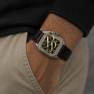 Reloj de pulsera analógico de cuarzo con diamantes cuadrados de lujo Briva, negro, plateado, con marcadores de números romanos, bisel de cristal brillante, correa de goma - Product Image 3