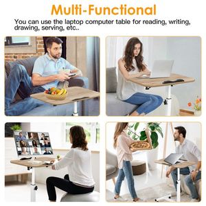 Portable Rolling Laptop Stand 90 Tiltable Overbed Bedside <b>Table</b> Height <b>Adjustable</b> Mobile Computer Cart Mobile Standing Desk - Product Image 4