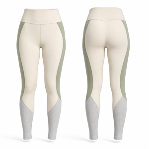 Leggings de Yoga de Cintura Alta, Corte Completo, Costuras en Contraste, Bloques de Color, Naranja, Azul Marino, Gris, Estampado por Sublimación, Elásticos en Cuatro Direcciones - Product Image 1