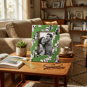Cadre photo artisanal en os incrusté, motif losanges, pour table, fabrication sur mesure OEM/ODM, vente en gros DECORYUG - Product Image 4