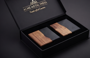 Modern Black Resin and Walnut Wood <b>Coasters</b> Ideal For Kitchenware Hotel Home Restaurant And Tableware Accessory - Product Image 5