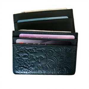 Wriza Embossed Dragon National Style Women Genuine Leather Credit <b>Card</b> Holder Multi Function <b>Card</b> Storage Wallet No Closure - Product Image 1