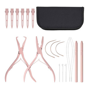 Kit Profesional de Herramientas para Extensiones de Cabello de Acero Inoxidable con Pinzas, Aguja de Bucle y Gancho para Aplicaciones en Salón y Pelucas - Product Image 1