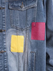 Denim Jacket for Men Casual Jeans wear OEM Stonewashed Denim Jacket With Color Patches Button Fly Casual Fit Regular Style - Product Image 6