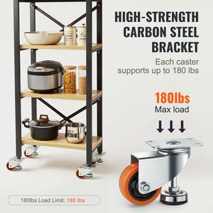 Juego de 4 Ruedas Giratorias de Alta Resistencia de 360 Grados, Capacidad de Carga de 720 Libras, 3 Pulgadas de Diámetro, Ruedas Niveladoras Ajustables para Muebles - Product Image 3