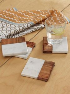 Juego de posavasos de madera natural con efecto mármol, tapetes de protección duraderos para el hogar, bar, salón, cafetería y restaurante - Product Image 2
