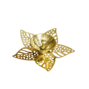 Luxury Crystal Metal Akhand Diya Wholesale Brass Oil Lamp for Diwali Puja Wedding Event <b>Table</b> Decor Flower Candlestick Holder - Product Image 2