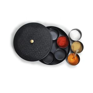 Modern Metal Masala <b>Box</b> Decorative Lid Kitchen Spice <b>Storage</b> Container Organizer for Herbs Seasoning Dining Use - Product Image 1