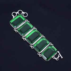 Pulsera de Diopsido Cromado Hecha a Mano, Plata de Ley 925, Joyería Bohemia, Pulsera de Piedras Preciosas Naturales, Venta al por Mayor - Product Image 1