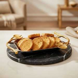 Bandeja Decorativa Rectangular Plateada Ligera y Móvil con Asas de Hoja de Oro, Artesanía Metálica Moderna Abstracta, Impresión Inmediata - Product Image 6