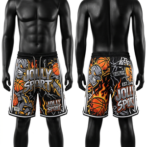 Polyester Basketball Shorts Black Orange White Side Panels Custom Sublimation basket ball jersey and shorts - Product Image 1