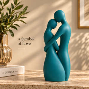 Sculpture Moderne Abstraite de Couple, Figurine Teal Décorative, Statue pour Table de Salon, Décoration d'Intérieur, Cadeau |   Design à finition lisse - Product Image 3