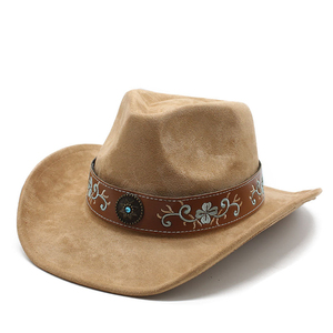 Sombrero Vaquero Unisex Europeo Americano, Nuevo y Moderno, de Lana, Estilo Jazz, con Cordones y Plumas, Protección Solar para Exteriores, Cálido para Invierno - Product Image 4