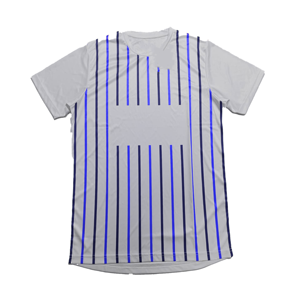 เสื้อยืดคอกลมแขนสั้นผู้ชาย ลายทาง ผ้าถัก แห้งเร็ว ทรงปกติ สไตล์ลำลอง โพลีเอสเตอร์ 100% - Product Image 1