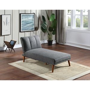 Chaise Longue Ajustable de Polifibra Azul Grisáceo, 1 Pieza, Patas de Madera Maciza, Sofá de Felpa para Sala de Estar - Product Image 1