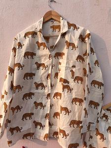 Leopard Print Cotton Muslin Pajama Set | Handcrafted Indian Block Print Loungewear - Product Image 6