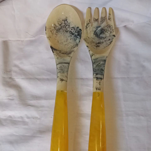 Wedding <b>Salad</b> Servers Artizon Studio <b>Salad</b> <b>Tools</b> Resin Fork Spoon Long Handle Customized Dishwasher Safe Set 2 Pieces 12 Inches - Product Image 2