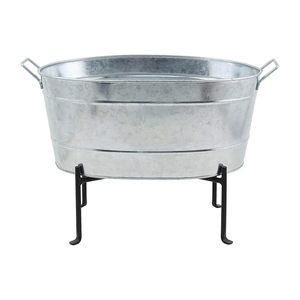 Galvanized Metal Beverage Tub with <b>Stand</b> Large Outdoor Ice Bucket Cooler for Beer Soda Wine Bottles Patio Party <b>BBQ</b> Picnic Drink - Product Image 5