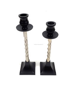 Customized Antique Farmhouse Metal Wood Candlestick Holder <b>Set</b> with Jars Lanterns for Home Decor for <b>Christmas</b> Birthday Parties - Product Image 2