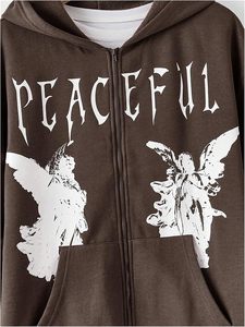 Men's Graphic Zip Up Hoodies Streetwear <b>Jacket</b> Letter Print Long Sleeve Sweatshirt with Pocket - Product Image 3