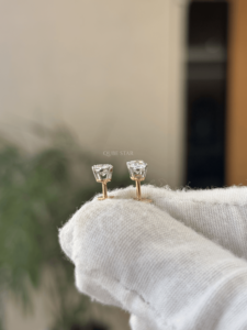 Boucles d'oreilles classiques ovales en diamant de laboratoire, or véritable 18 carats, de luxe, pour femme, 0,97 ct, scintillantes, bijoux fins pour mariage - Product Image 2