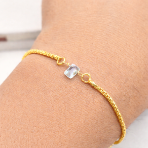 Emerald Quartz Slider <b>Bracelet</b> 6x4mm Tiny Gemstone <b>Adjustable</b> Dainty Handmade Charm Jewelry Gift Women - Product Image 5