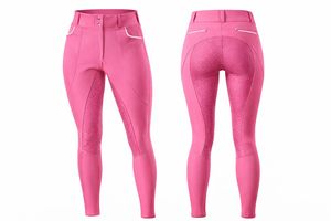 Pantalones de equitación para mujer al por mayor, de cintura alta, con botones frontales, largos, con agarre de silicona, diseño personalizado, ropa para montar a caballo - Product Image 4