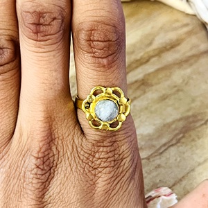 Fashionable Moonstone <b>Rings</b> Boho Brass Jewelry Women 18k Gold Plated Floral <b>Crown</b> Statement Band Fine Fashion Wholesale/OEM/ODM - Product Image 5
